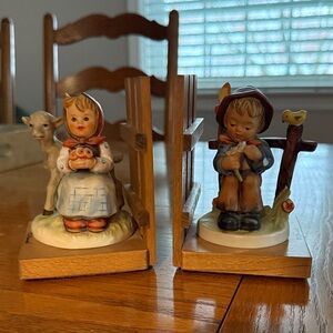 Hummel Child and Animal Bookends in Cream and Brown